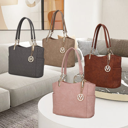 MKF Collection Signature Tote Bag for Women, Shoulder bag Vegan Leather Top-Handle Handbag Purse