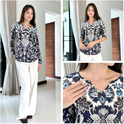 Zeagoo Boho Tops for Women Long Sleeve V Neck Fall Shirt Casual Dressy Blouse Tunic Business Work Clothes School Outfits