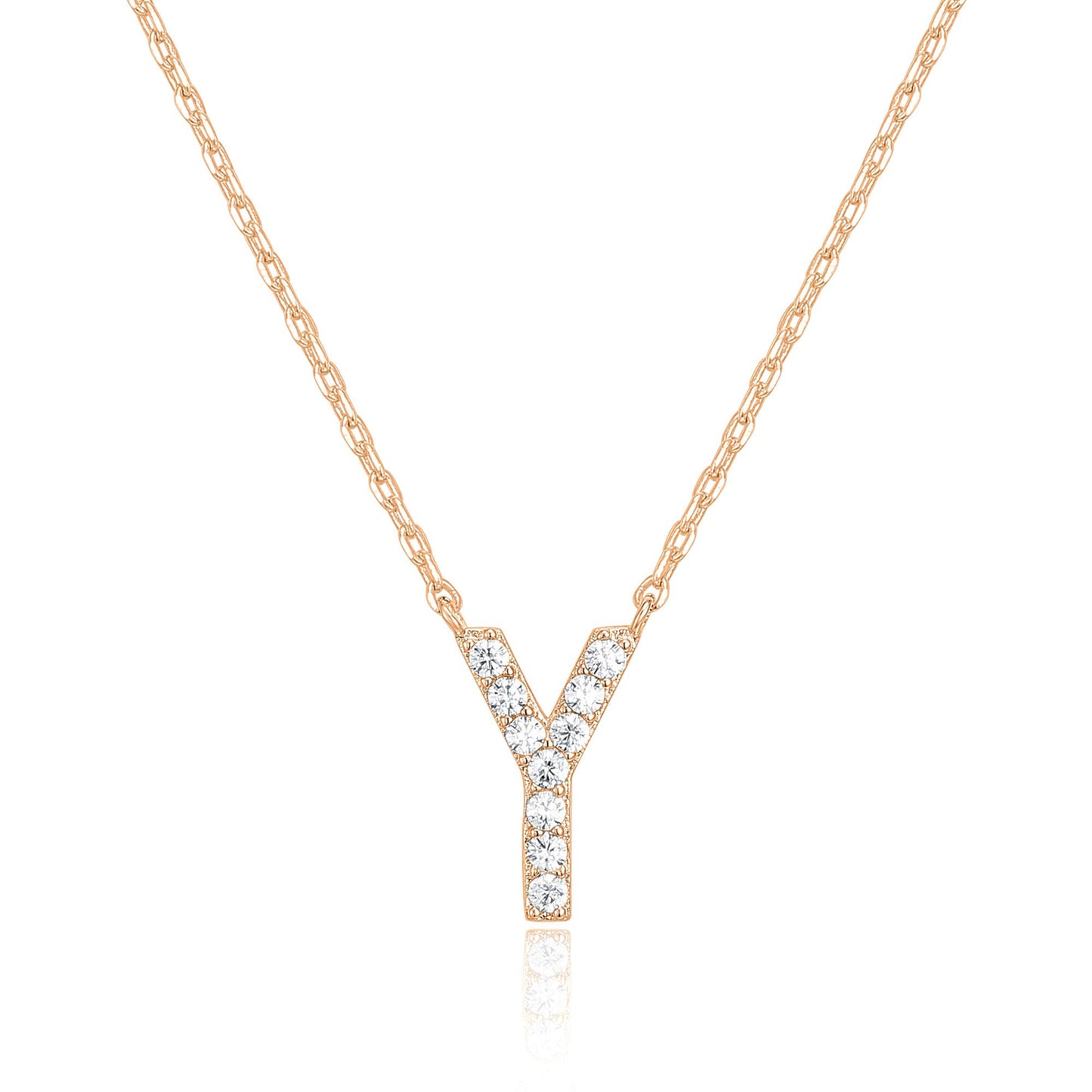 PAVOI 14K White Gold Plated Cubic Zirconia Initial Necklace | Letter Dainty Necklaces for Women