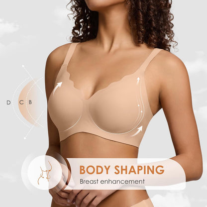 Wireless Seamless Jelly Bra for Women with Support - No Underwire Full Coverage Push Up Bras for Women