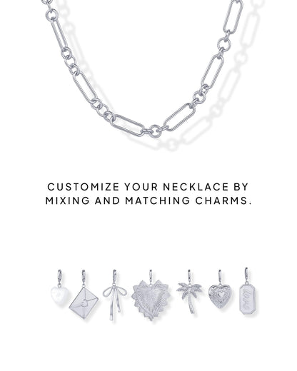 PAVOI 14K Gold Plated Chunky Charm Necklace Pack for Women | Statement Paperclip Chain Necklaces with Removable Charms | Heart Palm Tree Bow Pearl Love Friendship Necklace