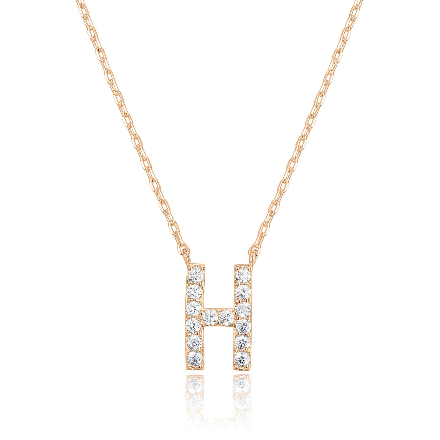 PAVOI 14K White Gold Plated Cubic Zirconia Initial Necklace | Letter Dainty Necklaces for Women