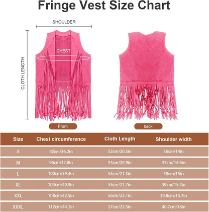 HyperFun Cowgirl Outfits for Women Western Costume Accessories Cowboy Hat Tassels Fringe Vest Earring Hippie Glasses Bandana