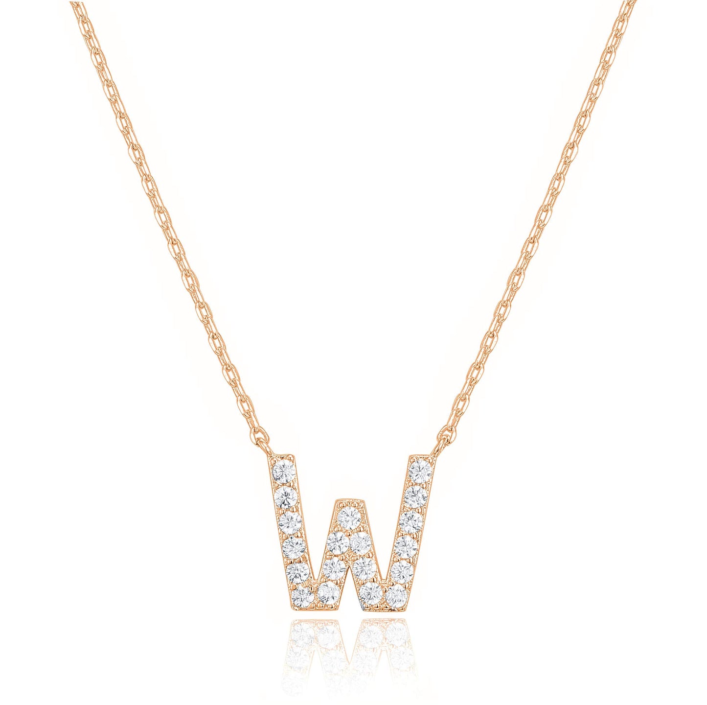 PAVOI 14K White Gold Plated Cubic Zirconia Initial Necklace | Letter Dainty Necklaces for Women