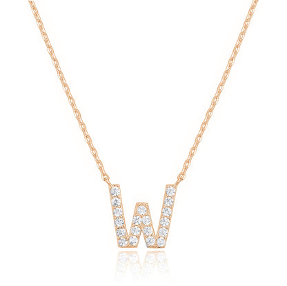 PAVOI 14K White Gold Plated Cubic Zirconia Initial Necklace | Letter Dainty Necklaces for Women