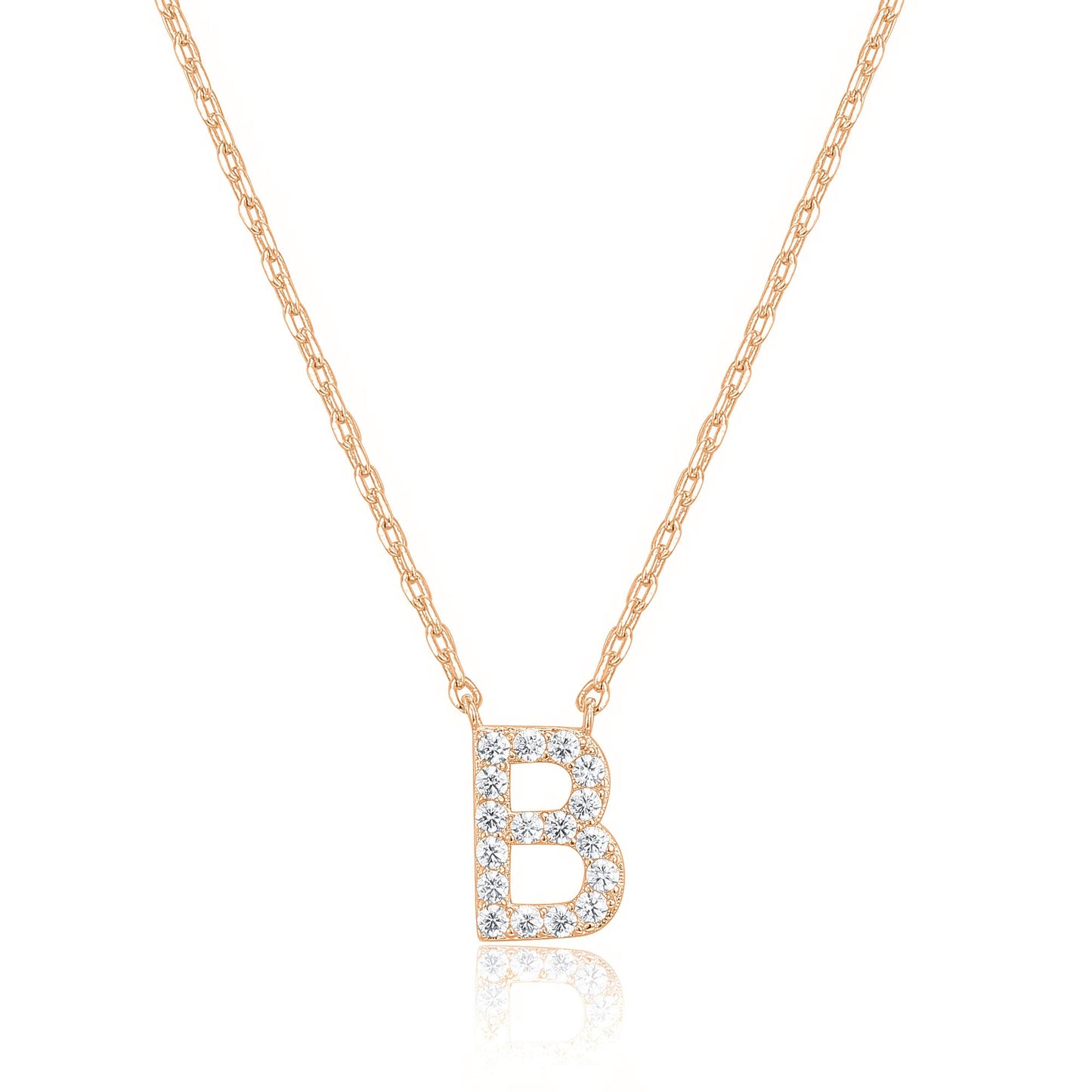 PAVOI 14K White Gold Plated Cubic Zirconia Initial Necklace | Letter Dainty Necklaces for Women
