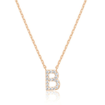 PAVOI 14K White Gold Plated Cubic Zirconia Initial Necklace | Letter Dainty Necklaces for Women
