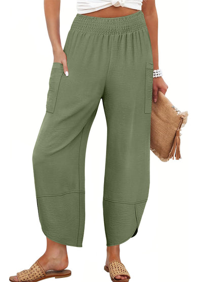 ANRABESS Womens Wide Leg Palazzo Capri Pants 2025 Summer Casual Loose High Waisted Lounge Flowy Cropped Beach Work Trousers