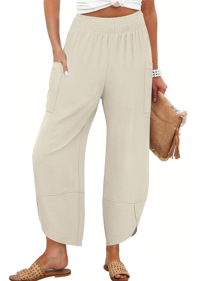 ANRABESS Womens Wide Leg Palazzo Capri Pants 2025 Summer Casual Loose High Waisted Lounge Flowy Cropped Beach Work Trousers