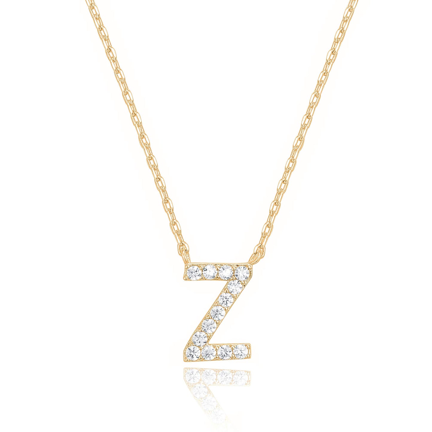PAVOI 14K White Gold Plated Cubic Zirconia Initial Necklace | Letter Dainty Necklaces for Women