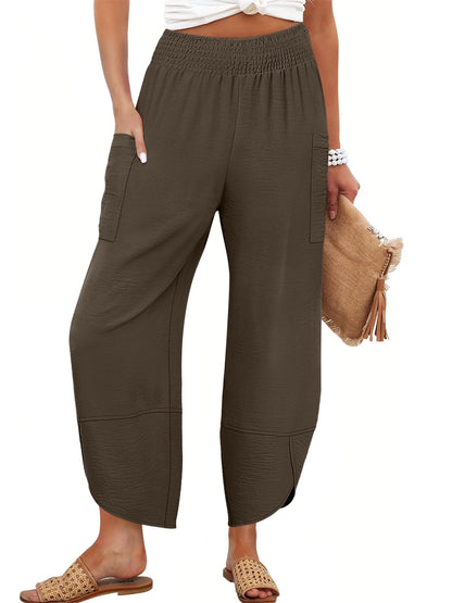 ANRABESS Womens Wide Leg Palazzo Capri Pants 2025 Summer Casual Loose High Waisted Lounge Flowy Cropped Beach Work Trousers