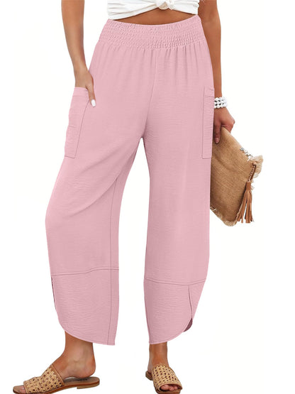 ANRABESS Womens Wide Leg Palazzo Capri Pants 2025 Summer Casual Loose High Waisted Lounge Flowy Cropped Beach Work Trousers