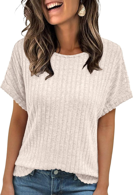 AUTOMET Women Shirts Summer Sweaters Short Sleeve Tunic Tops 2025 Dressy Casual Business Blouses