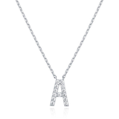 PAVOI 14K White Gold Plated Cubic Zirconia Initial Necklace | Letter Dainty Necklaces for Women