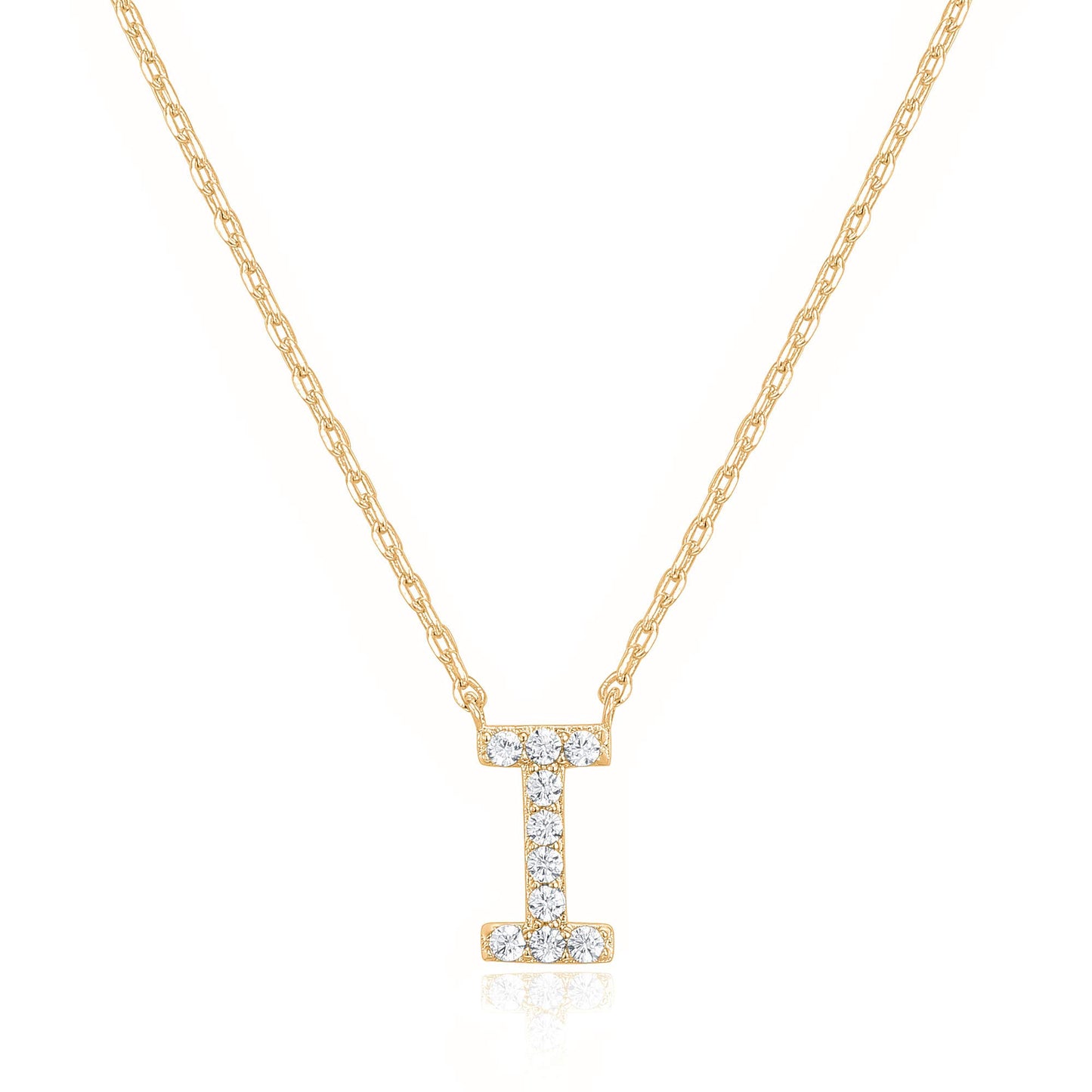 PAVOI 14K White Gold Plated Cubic Zirconia Initial Necklace | Letter Dainty Necklaces for Women