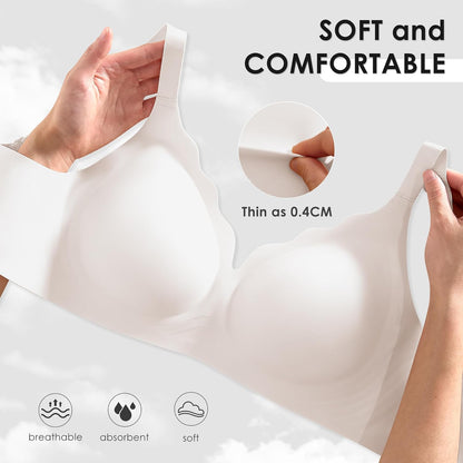Wireless Seamless Jelly Bra for Women with Support - No Underwire Full Coverage Push Up Bras for Women