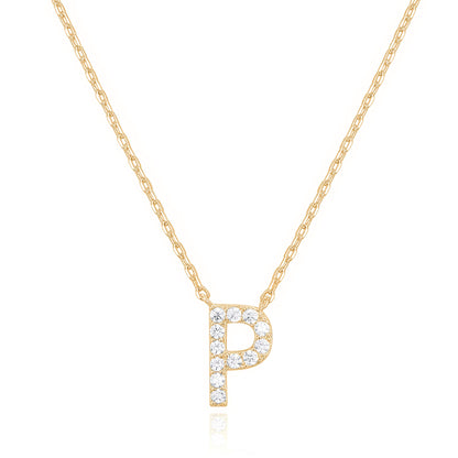 PAVOI 14K White Gold Plated Cubic Zirconia Initial Necklace | Letter Dainty Necklaces for Women