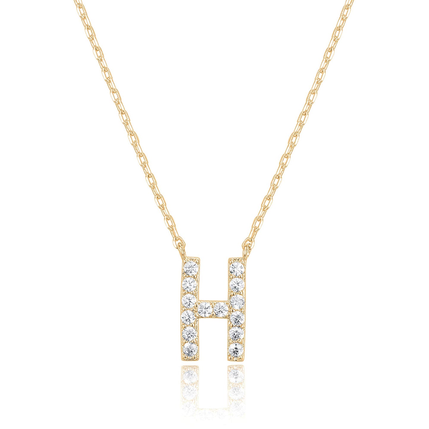 PAVOI 14K White Gold Plated Cubic Zirconia Initial Necklace | Letter Dainty Necklaces for Women