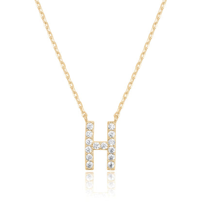 PAVOI 14K White Gold Plated Cubic Zirconia Initial Necklace | Letter Dainty Necklaces for Women