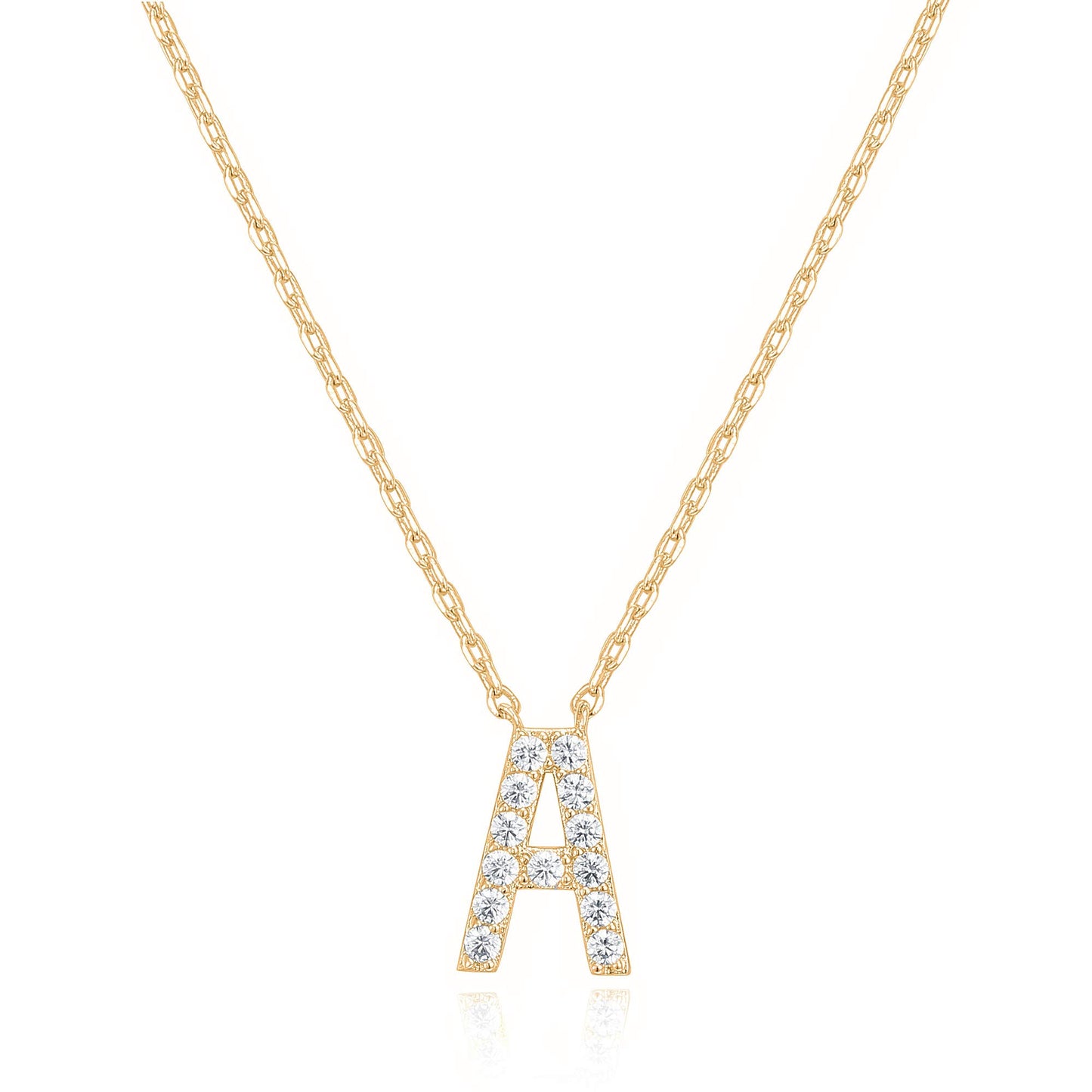 PAVOI 14K White Gold Plated Cubic Zirconia Initial Necklace | Letter Dainty Necklaces for Women