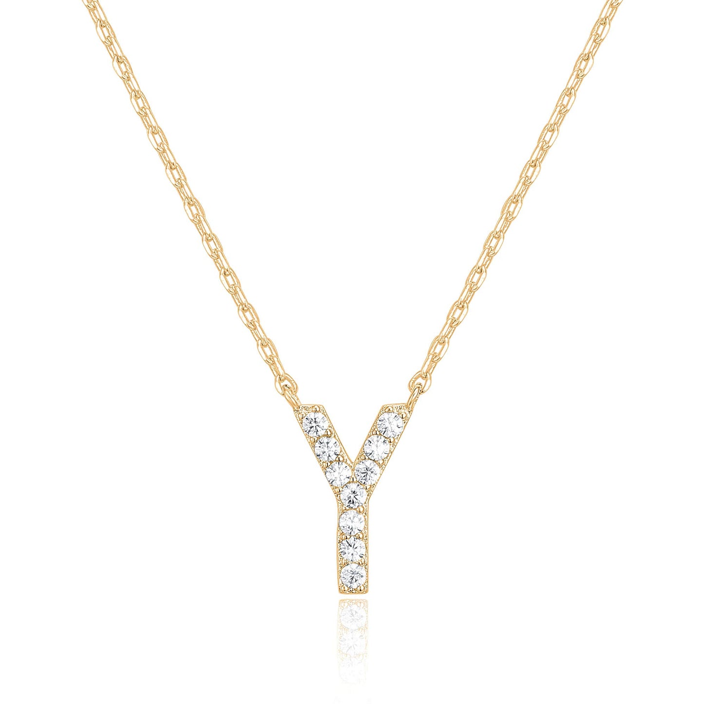 PAVOI 14K White Gold Plated Cubic Zirconia Initial Necklace | Letter Dainty Necklaces for Women