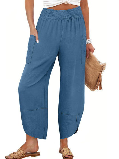 ANRABESS Womens Wide Leg Palazzo Capri Pants 2025 Summer Casual Loose High Waisted Lounge Flowy Cropped Beach Work Trousers