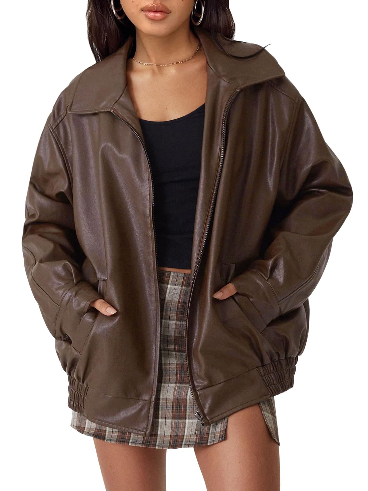 AUTOMET Womens Oversized Leather Jackets Faux Suede Fall Fashion Motorcycle Coats Winter Outfits Clothes Y2k Tops