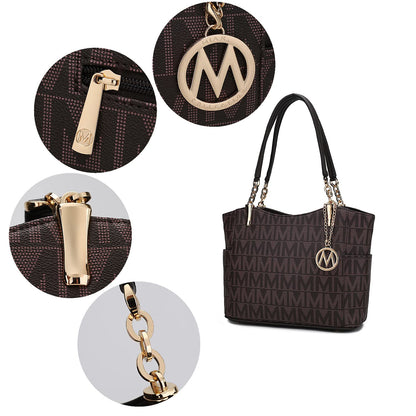 MKF Collection Signature Tote Bag for Women, Shoulder bag Vegan Leather Top-Handle Handbag Purse