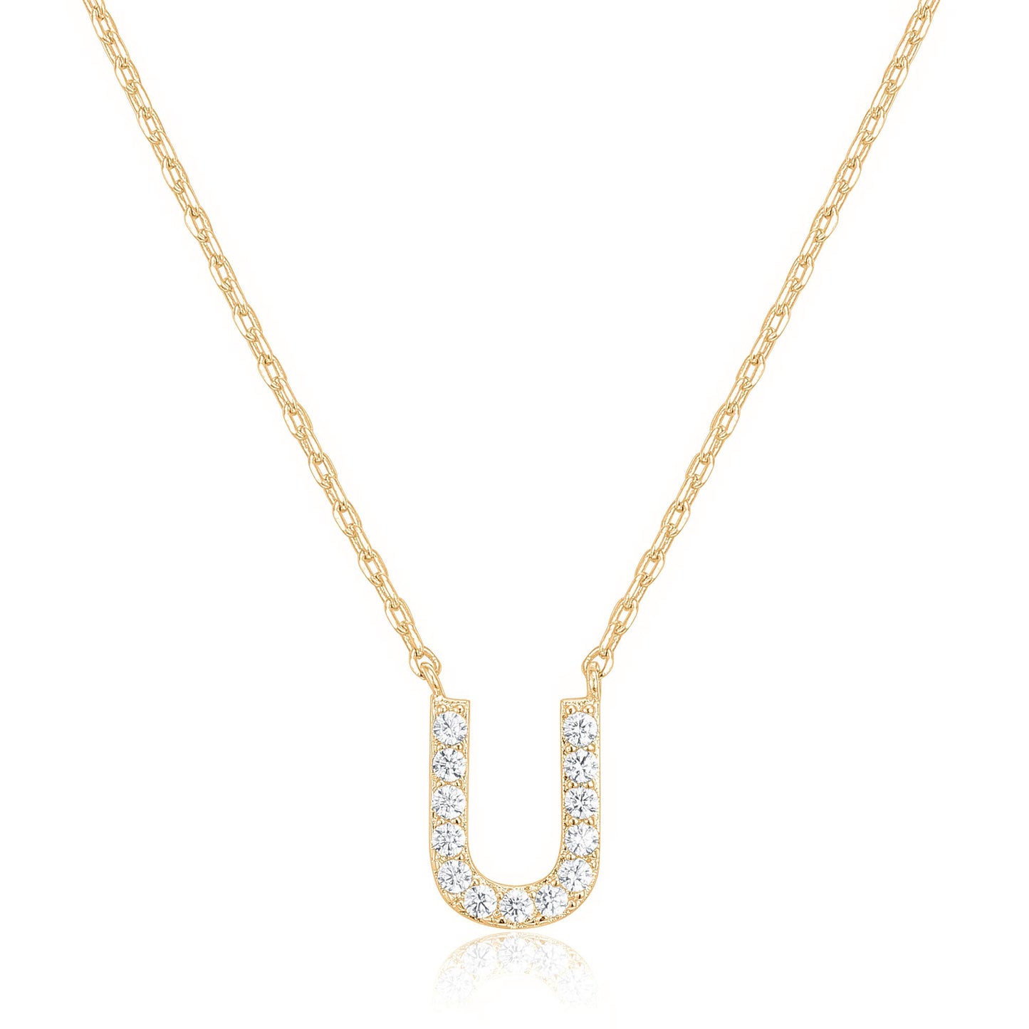 PAVOI 14K White Gold Plated Cubic Zirconia Initial Necklace | Letter Dainty Necklaces for Women