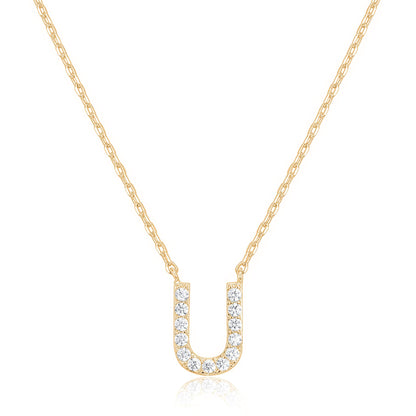 PAVOI 14K White Gold Plated Cubic Zirconia Initial Necklace | Letter Dainty Necklaces for Women