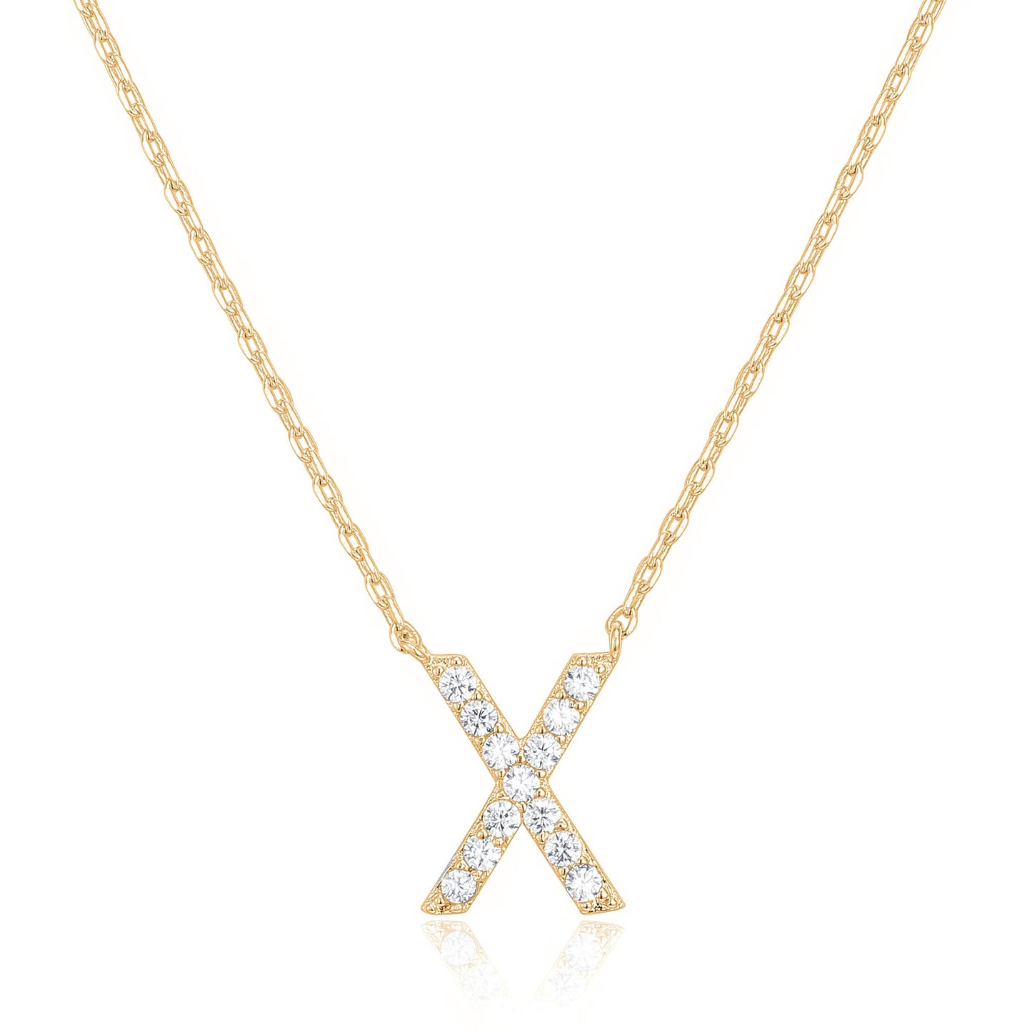 PAVOI 14K White Gold Plated Cubic Zirconia Initial Necklace | Letter Dainty Necklaces for Women