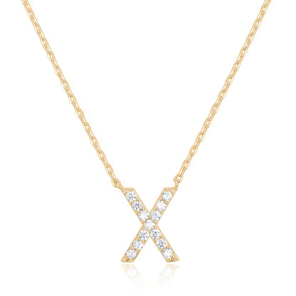 PAVOI 14K White Gold Plated Cubic Zirconia Initial Necklace | Letter Dainty Necklaces for Women