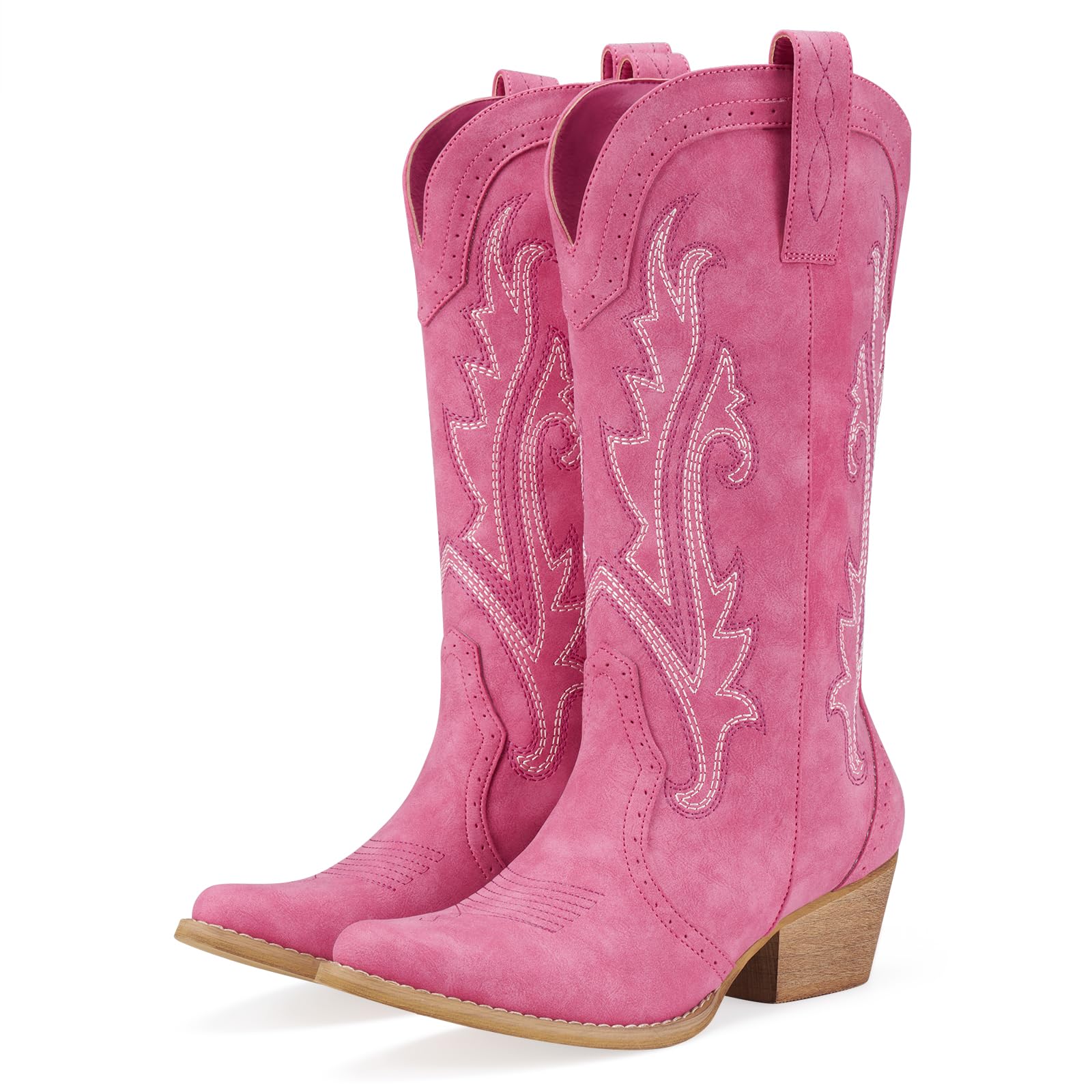 HISEA Rollda Cowboy Boots for Women Cowgirl Boots Ladies Western Embroidery Pointy Toe