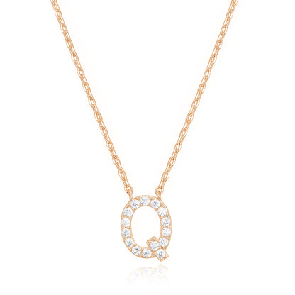 PAVOI 14K White Gold Plated Cubic Zirconia Initial Necklace | Letter Dainty Necklaces for Women