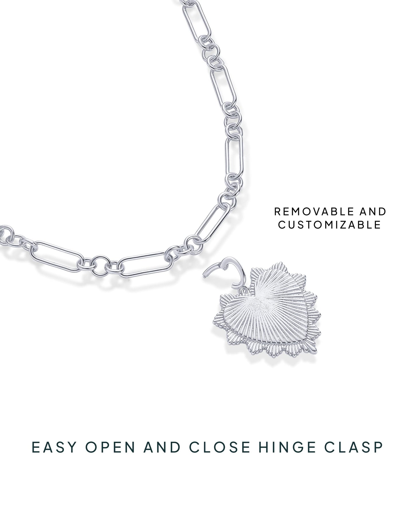 PAVOI 14K Gold Plated Chunky Charm Necklace Pack for Women | Statement Paperclip Chain Necklaces with Removable Charms | Heart Palm Tree Bow Pearl Love Friendship Necklace