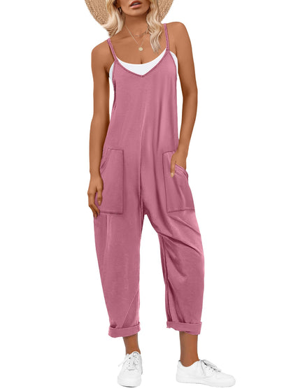 ANRABESS Jumpsuits for Women Casual Summer Overalls Sleeveless Spaghetti Strap Romper Jumpers Trendy Beach Vacation Outfits