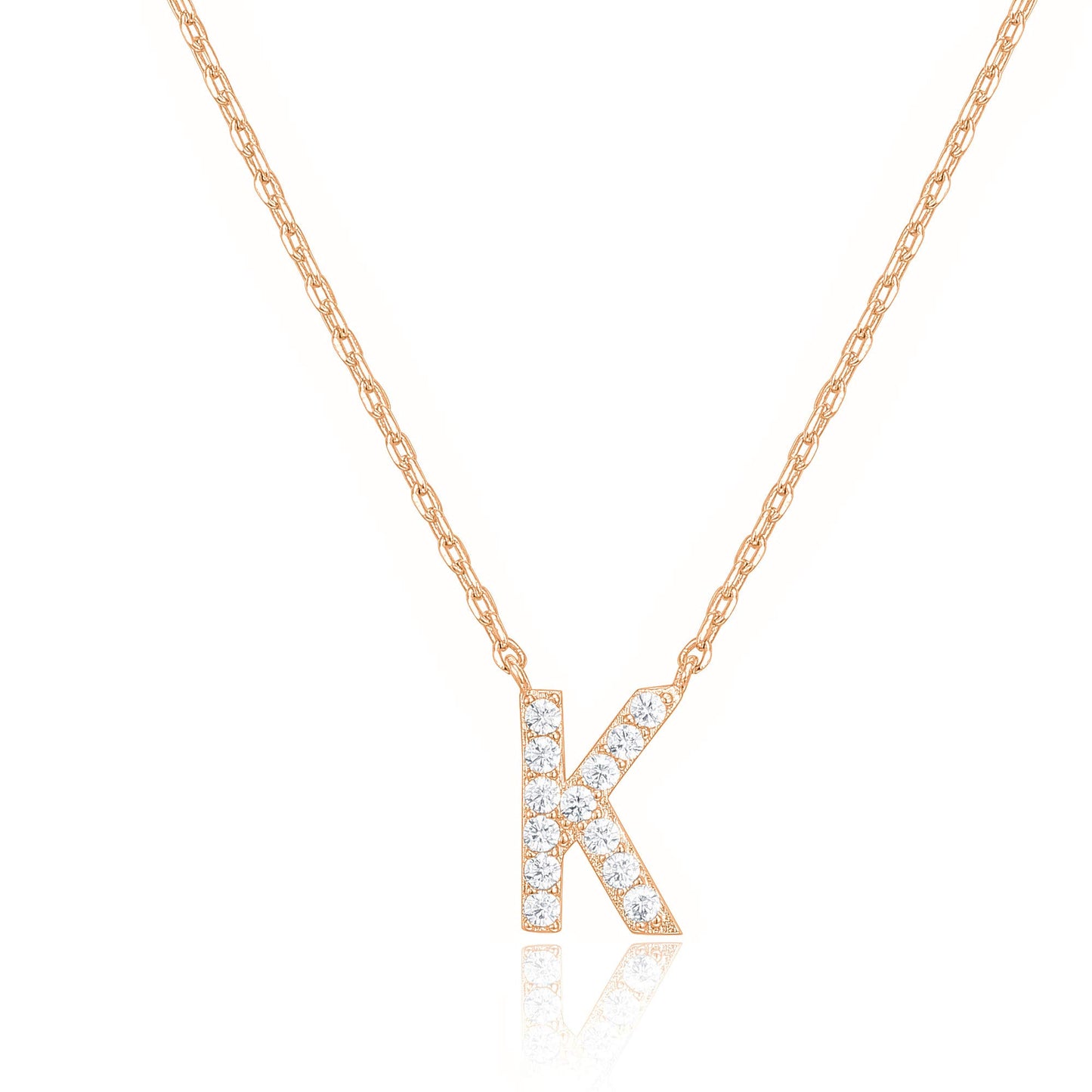 PAVOI 14K White Gold Plated Cubic Zirconia Initial Necklace | Letter Dainty Necklaces for Women