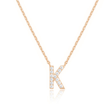 PAVOI 14K White Gold Plated Cubic Zirconia Initial Necklace | Letter Dainty Necklaces for Women