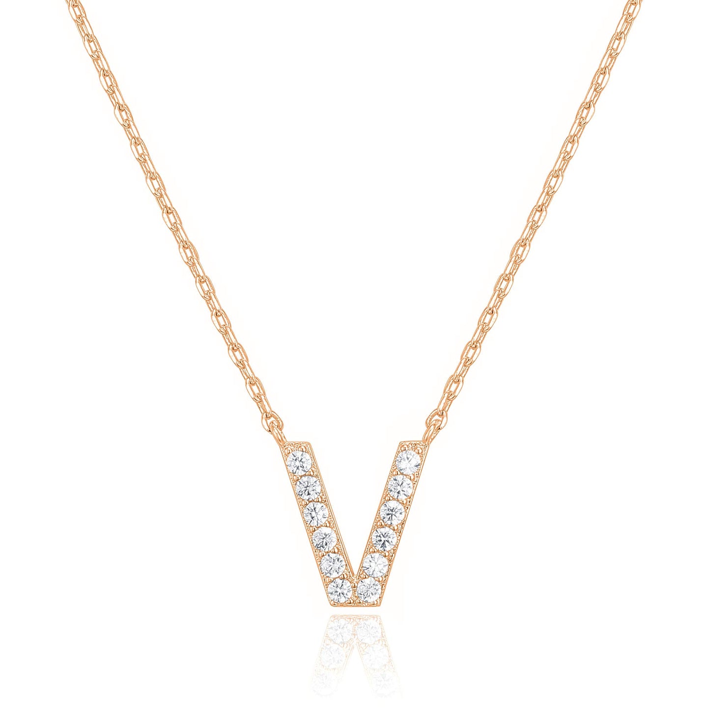 PAVOI 14K White Gold Plated Cubic Zirconia Initial Necklace | Letter Dainty Necklaces for Women