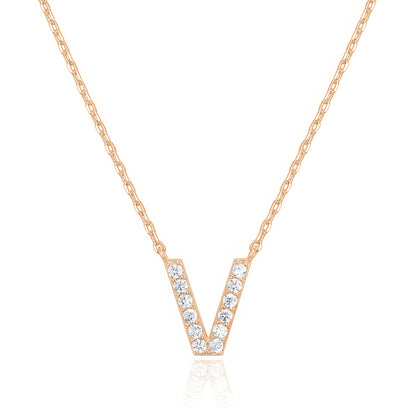 PAVOI 14K White Gold Plated Cubic Zirconia Initial Necklace | Letter Dainty Necklaces for Women