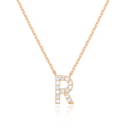PAVOI 14K White Gold Plated Cubic Zirconia Initial Necklace | Letter Dainty Necklaces for Women