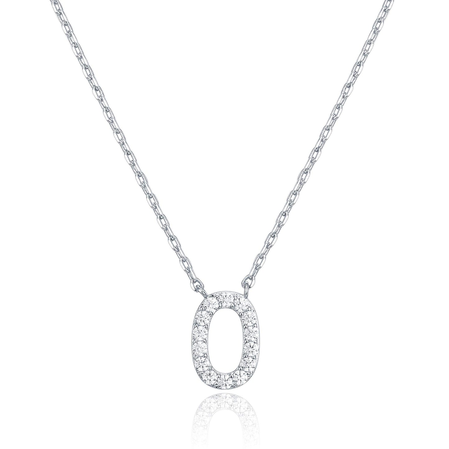 PAVOI 14K White Gold Plated Cubic Zirconia Initial Necklace | Letter Dainty Necklaces for Women