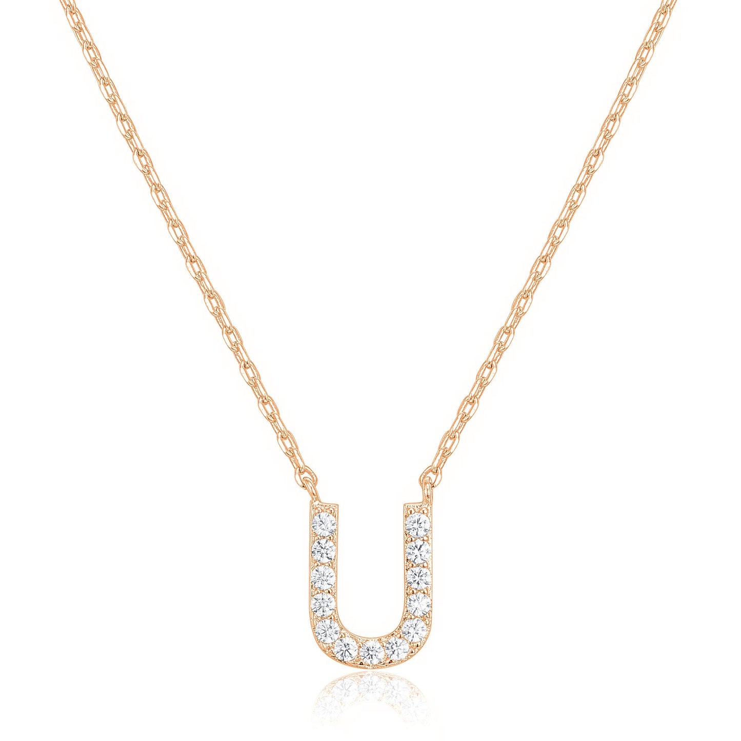 PAVOI 14K White Gold Plated Cubic Zirconia Initial Necklace | Letter Dainty Necklaces for Women