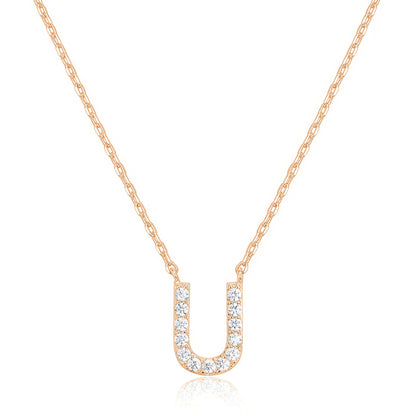 PAVOI 14K White Gold Plated Cubic Zirconia Initial Necklace | Letter Dainty Necklaces for Women