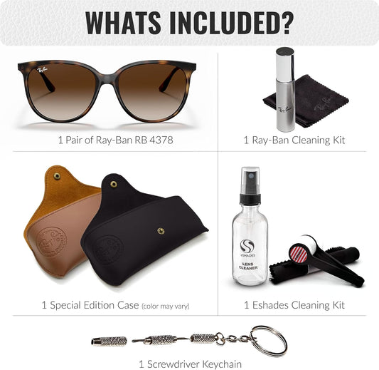 Ray-Ban RB4378 Square Shape Sunglasses With Eyewear Kit Bundle - High Bridge Fit - Square Sunglasses