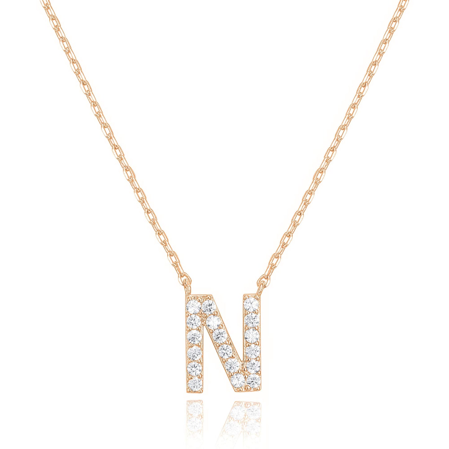 PAVOI 14K White Gold Plated Cubic Zirconia Initial Necklace | Letter Dainty Necklaces for Women