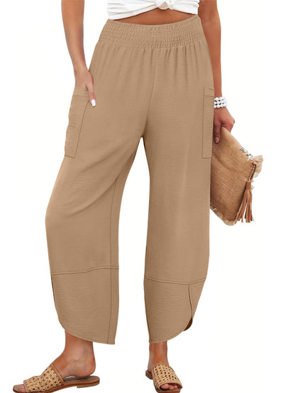 ANRABESS Womens Wide Leg Palazzo Capri Pants 2025 Summer Casual Loose High Waisted Lounge Flowy Cropped Beach Work Trousers