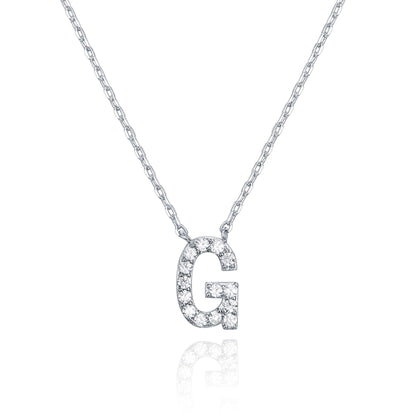 PAVOI 14K White Gold Plated Cubic Zirconia Initial Necklace | Letter Dainty Necklaces for Women
