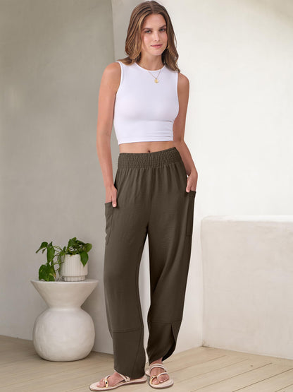 ANRABESS Womens Wide Leg Palazzo Capri Pants 2025 Summer Casual Loose High Waisted Lounge Flowy Cropped Beach Work Trousers