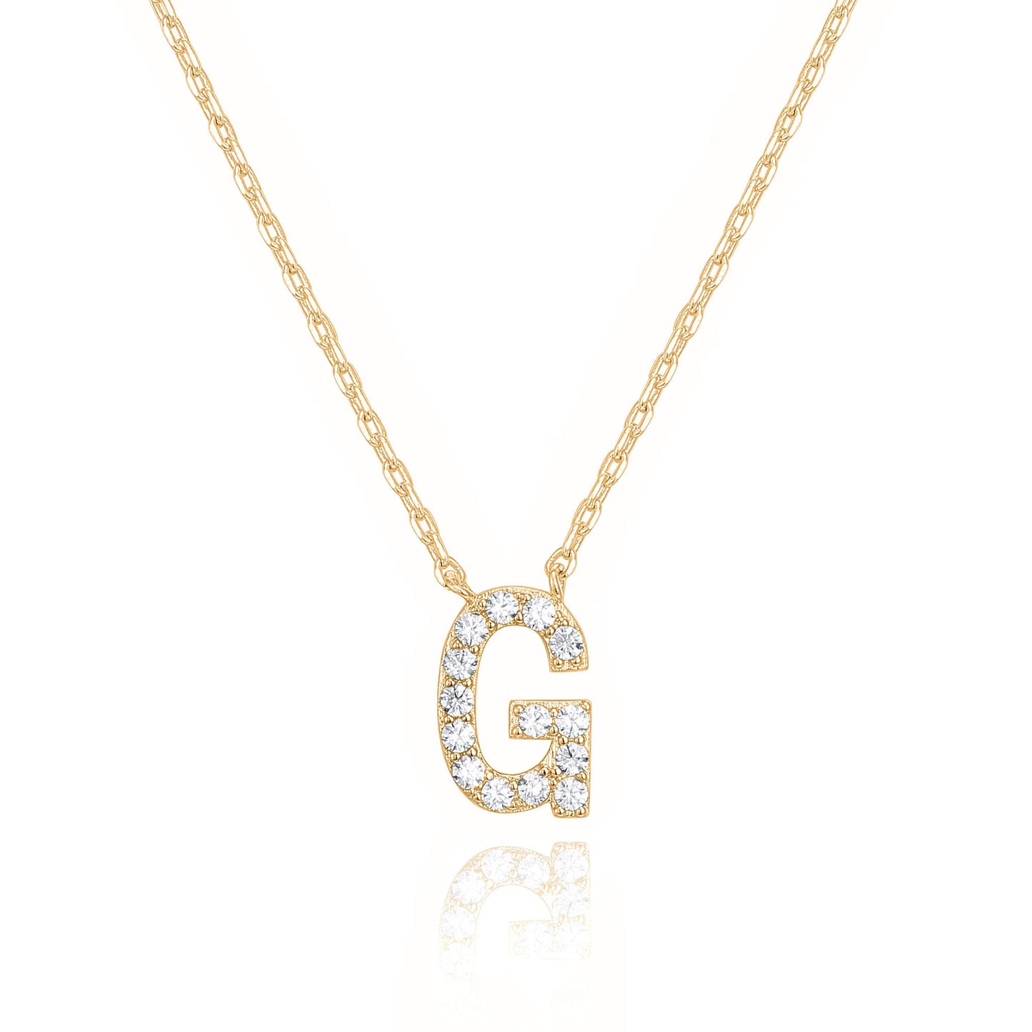 PAVOI 14K White Gold Plated Cubic Zirconia Initial Necklace | Letter Dainty Necklaces for Women